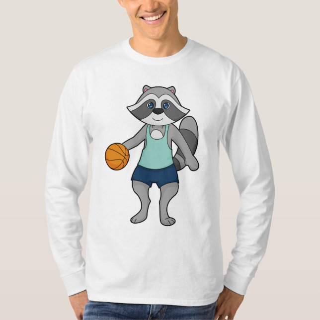 Raccoon Basketball player Basketball T-Shirt (Front)
