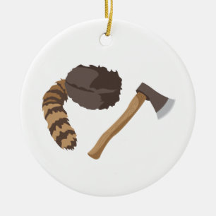 Raccoon Cap & Axe Ceramic Tree Decoration