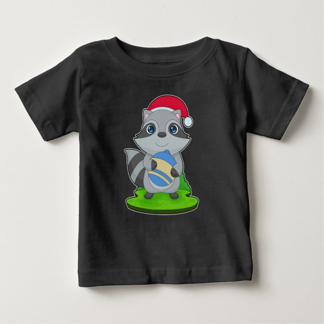 Raccoon Christmas Christmas ball Baby T-Shirt (Front)