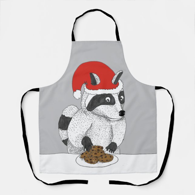 Raccoon Christmas Cookies Apron (Front)