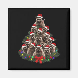 Raccoon Christmas Tree Lights Pajama Racoon Lover  Magnet