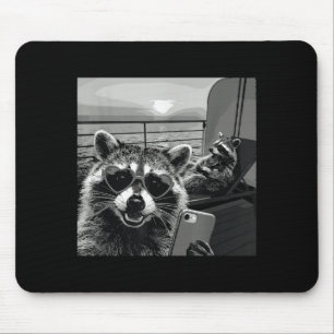 Raccoon Couple Valentine Cruise Selfie Heart Sungl Mouse Pad