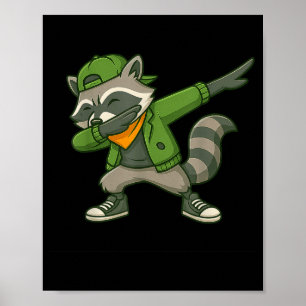 Raccoon Dab Streetwear Clic Funny For Men Women Ki Poster