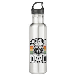 Raccoon Dad Vintage Engraving Retro Vector Design_ 710 Ml Water Bottle