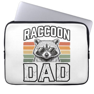 Raccoon Dad Vintage Engraving Retro Vector Design_ Laptop Sleeve