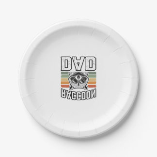 Raccoon Dad Vintage Engraving Retro Vector Design_ Paper Plate