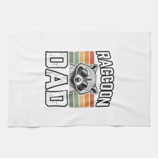 Raccoon Dad Vintage Engraving Retro Vector Design_ Tea Towel