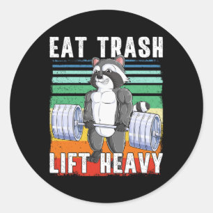 Raccoon Deadlift Bodybuilding Garbage Animal Gym F Classic Round Sticker