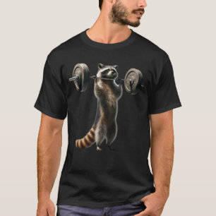 Raccoon Deadlift Weightlifting Funny Fitness T-Shirt