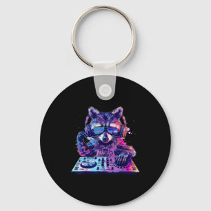 Raccoon Dj Edm Techno House Music Funny Animal Lov Key Ring
