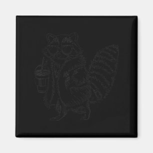 Raccoon drinking iced coffee funny animal meme men magnet