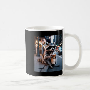 Raccoon drinking iced coffee funny animal meme men mug