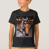 Raccoon drinking iced coffee funny animal meme men