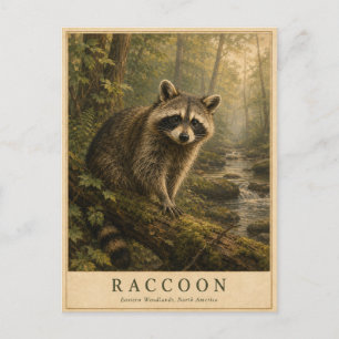 Raccoon Eastern Woodlands VINTAGE Postcard