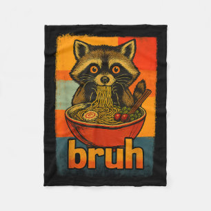 Raccoon Eating Japanese Ramen Noodles Men Women Ki Fleece Blanket