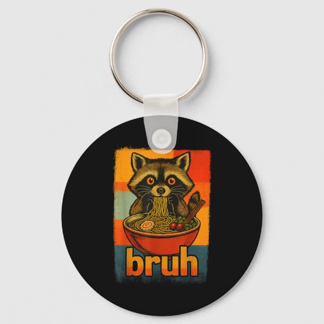 Raccoon Eating Japanese Ramen Noodles Men Women Ki Key Ring (Front)