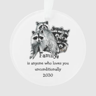 Raccoon Family Friends Love Quote Christmas Ornament