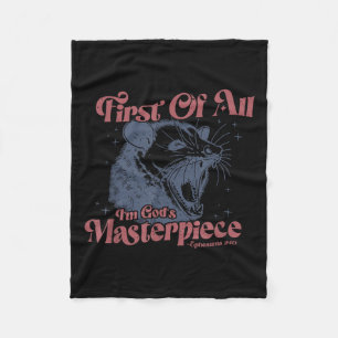 Raccoon First Of All I'm God's Masterece Fleece Blanket