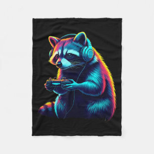 Raccoon Gaming Animal Video Games Funny Raccoon  Fleece Blanket