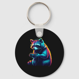 Raccoon Gaming Animal Video Games Funny Raccoon Key Ring