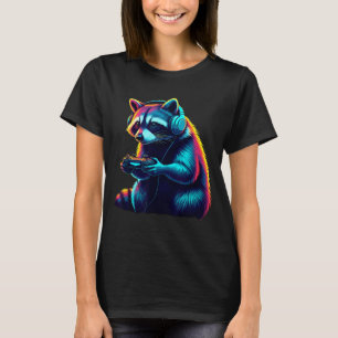 Raccoon Gaming Animal Video Games Funny Raccoon T-Shirt