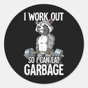 Raccoon Gym Weight Training I Work Out So I Can Ea Classic Round Sticker
