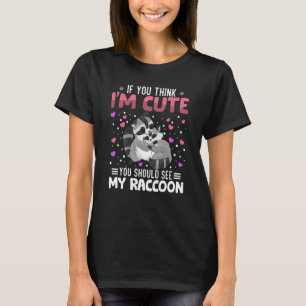 Raccoon Heart Valentine's Day Animal For Womens Ki T-Shirt