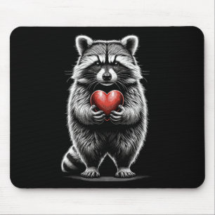 Raccoon Holding Heart Valentine's Day Cute Valenti Mouse Pad