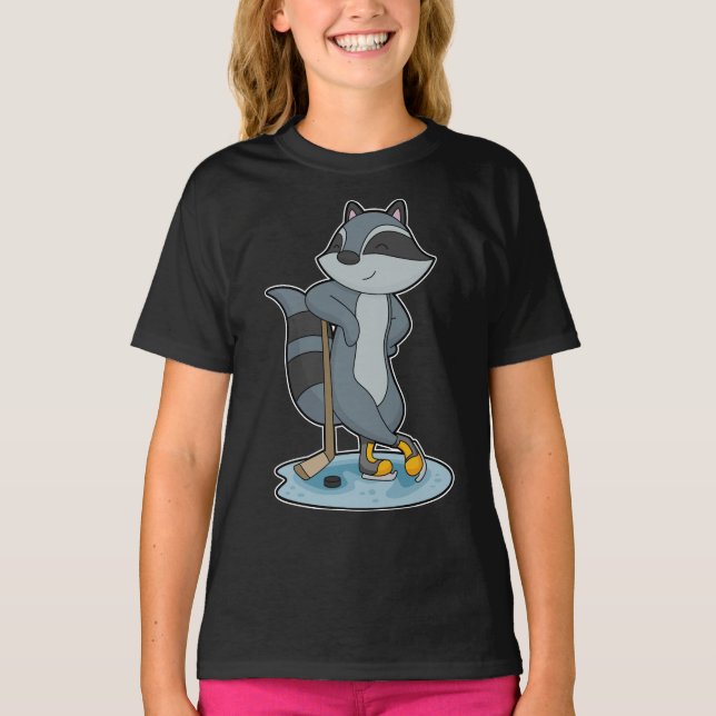 Raccoon Ice Hockey Ice hockey stick T-Shirt (Front)