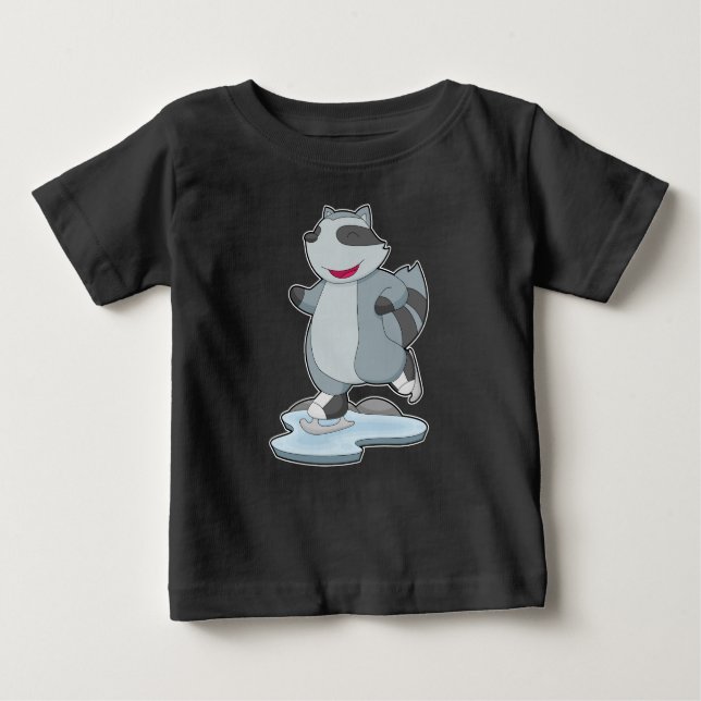 Raccoon Ice skating Ice skates Baby T-Shirt (Front)