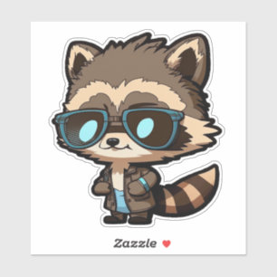Raccoon in Sunglasses Vinyl Sticker, Whimsical