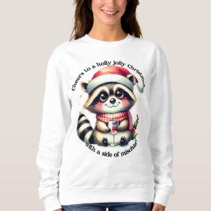 Raccoon joyfully toasting Christmas! Sweatshirt