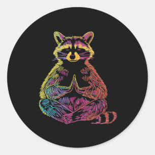 Raccoon Meditating Animal Meditation Zen Funny Yog Classic Round Sticker