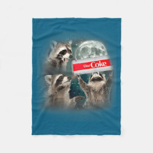 Raccoon Meme 3 Racoons Howling At Moon Funny Weird Fleece Blanket