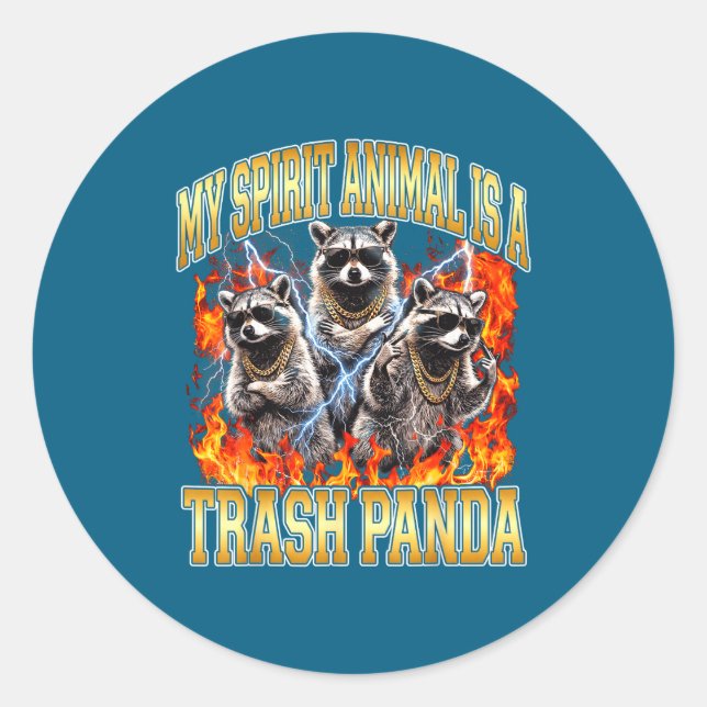 Raccoon My Srit Animal Is A Trash Panda Funny Boot Classic Round Sticker (Front)