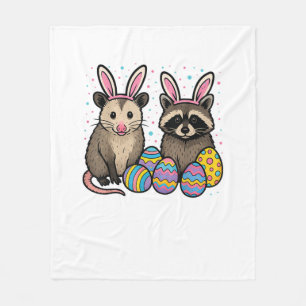 Raccoon Opossum Easter T-Shirt_1 Fleece Blanket