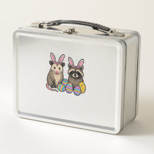 Raccoon Opossum Easter T-Shirt_1 Metal Lunch Box