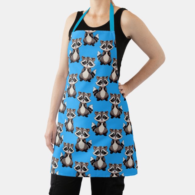 Raccoon Pattern Design Blue  Apron (Insitu)