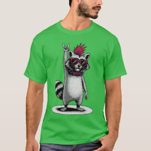 Raccoon Punk Rock and Roll Men Women Funny Raccoon T-Shirt