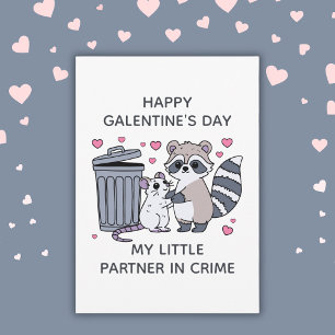 Raccoon Rat Partner In Crime Funny Galentine's Day Holiday Card