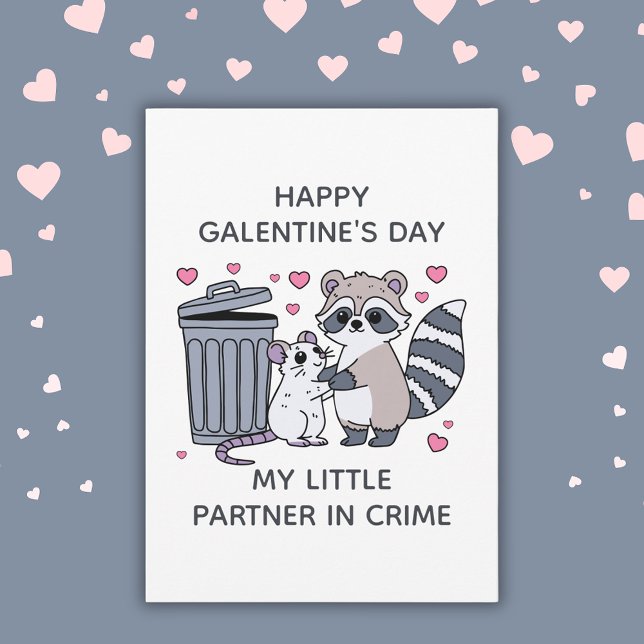 Raccoon Rat Partner In Crime Funny Galentine's Day Holiday Card (Raccoon Rat Partner In Crime Funny Galentine's Day Holiday Card
)
