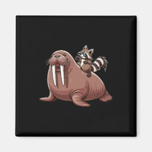 Raccoon Riding Walrus Costume Sea Animal Lover Kid Magnet