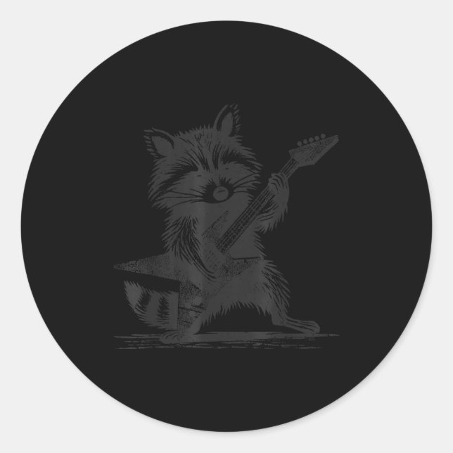 Raccoon Rock Music For Men Women Band Kids Rocker  Classic Round Sticker (Front)
