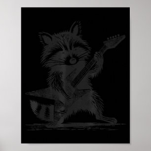 Raccoon Rock Music For Men Women Band Kids Rocker Poster