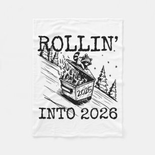 Raccoon Rolling Into 2026 Happy New Year 2026 Funn Fleece Blanket