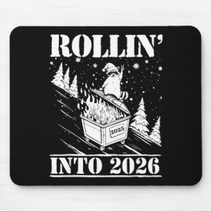 Raccoon Rolling Into 2026 Happy New Year 2026 Funn Mouse Pad