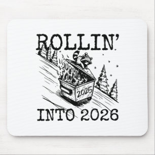 Raccoon Rolling Into 2026 Happy New Year 2026 Funn Mouse Pad