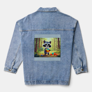 Raccoon Rubik’s Forest Puzzle Denim Jacket
