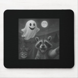 Raccoon Selfie With Ghost Funny Raccoon Halloween  Mouse Pad