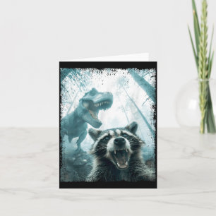 Raccoon Selfie With Tyrannosaurus T Rex Adventure  Card
